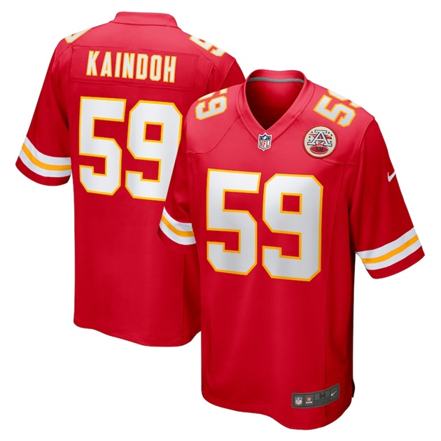 mens nike joshua kaindoh red kansas city chiefs game jersey